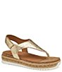 Color:Gold - Image 1 - Michelle Metallic Crocodile Embossed Leather Thong Espadrille Platform Sandals