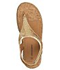 Color:Gold - Image 6 - Michelle Metallic Crocodile Embossed Leather Thong Espadrille Platform Sandals