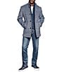 Johnston & Murphy Upton Plaid Wool Blend Car Coat, Color:Navy - Image 2