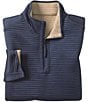 Johnston & Murphy Reversible Channel Quilted Quarter-Zip Pullover, Color:Brown Heather/Navy - Image 2