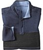 Johnston & Murphy Reversible Color Block Channel Quilted Quarter-Zip Pullover, Color:Light Blue Heather/Navy - Image 2