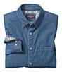 Color:Blue - Image 1 - Stretch Denim Long Sleeve Woven Shirt