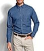 Color:Blue - Image 2 - Stretch Denim Long Sleeve Woven Shirt