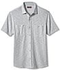 Color:Gray - Image 1 - Stretch Double Pocket Short Sleeve Woven Shirt