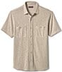 Color:Sand - Image 2 - Stretch Double Pocket Short Sleeve Woven Shirt