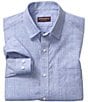 Color:Blue - Image 1 - Thin Windowpane Linen Blend Long-Sleeve Woven Shirt