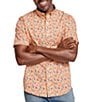 Color:Melon - Image 1 - Toucan Print Short Sleeve Woven Shirt