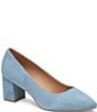 Color:Slate Blue - Image 1 - Vicki Suede Block Heel Pumps