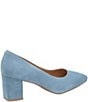 Color:Slate Blue - Image 2 - Vicki Suede Block Heel Pumps