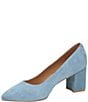 Color:Slate Blue - Image 5 - Vicki Suede Block Heel Pumps