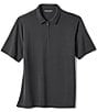 Color:Black - Image 1 - Vintage Birdseye Quarter-Zip Short Sleeve Polo Shirt