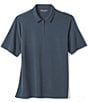 Color:Navy - Image 2 - Vintage Birdseye Quarter-Zip Short Sleeve Polo Shirt