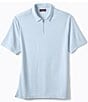 Color:Light Blue - Image 1 - Vintage Birdseye Quarter-Zip Short Sleeve Polo Shirt
