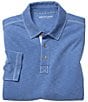 Color:Blue - Image 1 - Vintage Slub Long-Sleeve Polo Shirt