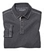 Color:Charcoal - Image 1 - Vintage Slub Long-Sleeve Polo Shirt