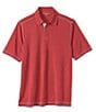 Color:Red - Image 2 - Vintage Slub Short Sleeve Polo Shirt