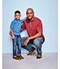 Johnston & Murphy Vintage Slub Short Sleeve Polo Shirt, Color:Red - Image 3
