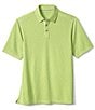 Color:Lime - Image 1 - Vintage Slub Short Sleeve Polo Shirt