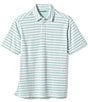 Color:Mint - Image 1 - Vintage Slub Stripe Short Sleeve Polo Shirt