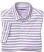 Color:Lavender - Image 2 - Vintage Slub Stripe Short Sleeve Polo Shirt