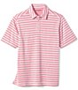 Color:Coral - Image 1 - Vintage Slub Stripe Short-Sleeve Polo Shirt