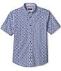 Color:White Whale - Image 1 - Whale Print Short-Sleeve Woven Shirt