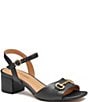 Johnston & Murphy Women's Edith Leather Bit Buckle Ankle Strap Stack Heel Sandals - Image 1