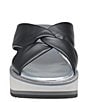 Color:Black - Image 6 - Women's Grace Leather Platform Wedge Slide Sandals