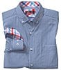 Color:Navy/White - Image 1 - XC4 Gingham Long Sleeve Woven Shirt