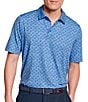 Color:Blue - Image 1 - Family Matching XC4 Performance Stretch Airplane Print Short Sleeve Polo Shirt