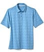Color:Blue - Image 2 - Family Matching XC4 Performance Stretch Airplane Print Short Sleeve Polo Shirt