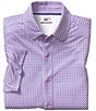 Color:Pink - Image 1 - XC4 Performance Stretch Diamond Dash Print Short-Sleeve Woven Shirt