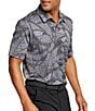 Color:Charcoal - Image 1 - XC4 Performance Stretch Large Geo Print Short Sleeve Polo Shirt