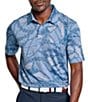 Color:Blue - Image 1 - XC4 Performance Stretch Large Geo Print Short Sleeve Polo Shirt