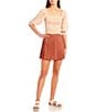 Color:Sienna Brick - Image 3 - High Rise Pleated Mini Skirt