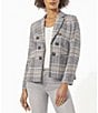 Color:Pacific Navy Multi - Image 1 - Brushed Classic Plaid Double Breasted Blazer Jacket