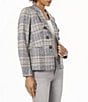 Color:Pacific Navy Multi - Image 2 - Brushed Classic Plaid Double Breasted Blazer Jacket