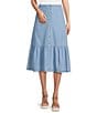 Jones New York Chambray Tiered Button Front Midi Skirt, Color:Pale Wash - Image 1