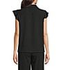 Jones New York Collared V-Neck Flutter Sleeve Ruffle Button Front Blouse - Image 2