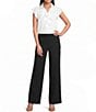 Jones New York Collared V-Neck Flutter Sleeve Ruffle Button Front Blouse - Image 3