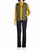 Jones New York Contrast Piping Zip Front Vest, Color:Jasper Green - Image 4