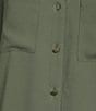 Jones New York Crepe Point Collar Roll Tab Button Front Top, Color:Jasper - Image 5