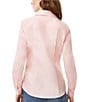 Color:Rose - Image 2 - Point Collar Long Sleeve Button Front Cotton Shirt