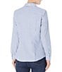 Color:Blue/White - Image 2 - Easy Care Cotton Stripe Print Point Collar Long Sleeve Button Front Shirt
