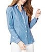 Color:Blue/White - Image 3 - Easy Care Cotton Stripe Print Point Collar Long Sleeve Button Front Shirt