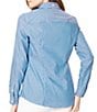 Color:Blue/White - Image 2 - Easy Care Cotton Stripe Print Point Collar Long Sleeve Button Front Shirt