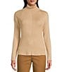 Jones New York Engineered Ribbed Knit Turtleneck Long Sleeve Top, Color:Cafe Au Lait - Image 1