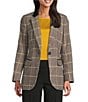 Jones New York Glen Plaid Notch Collar Long Sleeve Elbow Patch One Button Jacket, Color:Caramel Multi - Image 1
