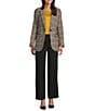 Jones New York Glen Plaid Notch Collar Long Sleeve Elbow Patch One Button Jacket, Color:Caramel Multi - Image 4