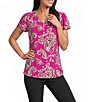 Jones New York Knit Printed V-Neck Flutter Sleeve Top - Image 1